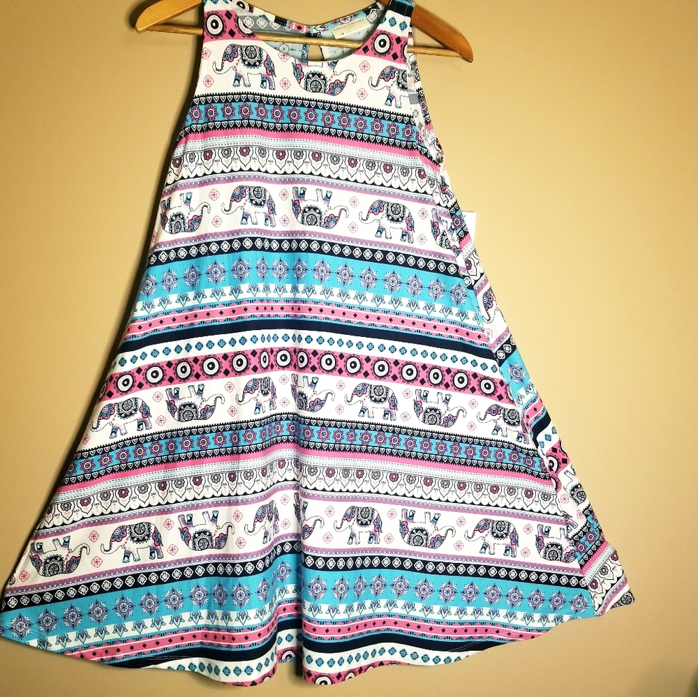 NAVY PINK PRINT DRESS